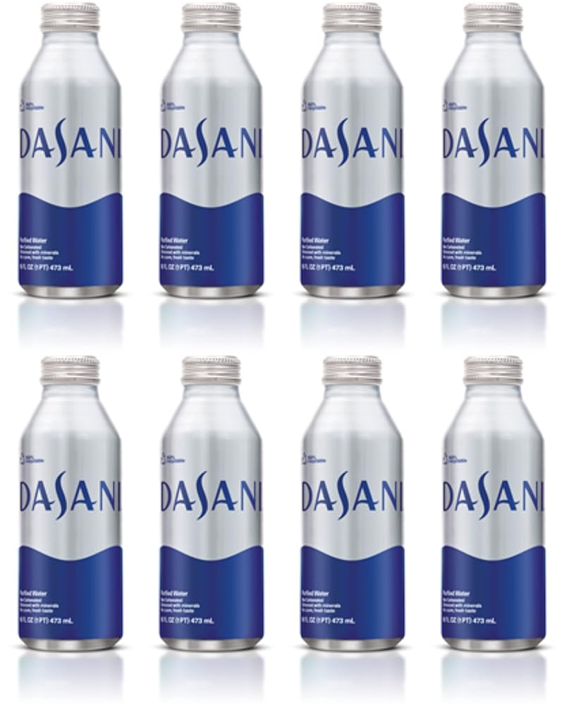 PURIFIED WATER ALUMINUM BOTTLES, 16 FL OZ, 8 BOTTLES, TOTAL 128 FL OZ