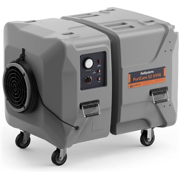 PURISYSTEMS 2000 CFM Industrial Air Filtration System, 4 Stage Commercial Air Scrubber, Buit-in UV-C Light & Ionizer for Water/Fire Damage Restoration, Renovation, Construction Use