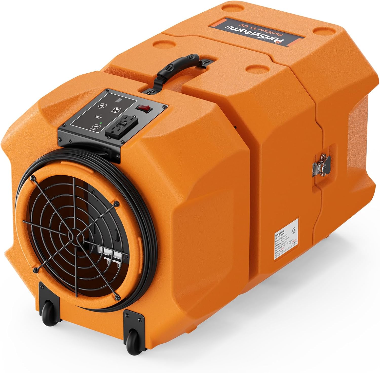 PURISYSTEMS Air Scrubber for Industrial/Commercial, HEPA Air Purifier with Light, 3-Stage Filtration,1100 sq.ft, 900 CFM, Stackable, GFCI Outlet