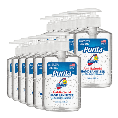 PURITA Anti-Bacterial Hand Sanitizer w/ Moisturizer and Vitamin E (8 oz) Pack of 12