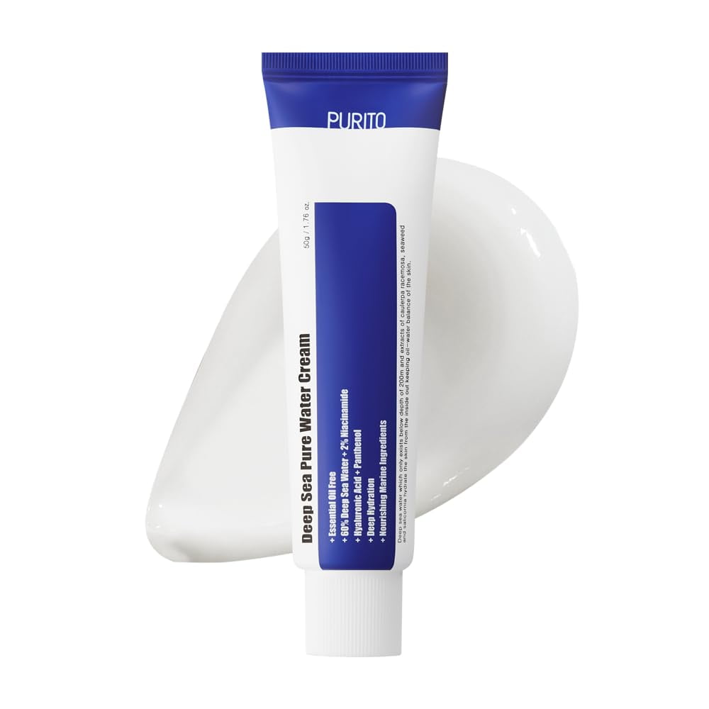 PURITO DEEP SEA PURE WATER CREAM 1.7fl oz / 50g, Korean Moisturizer Cream for Face, Lightweight