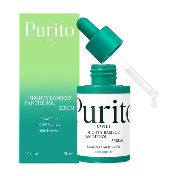 PURITO Mighty Bamboo Panthenol Serum, Glow Serum, Moisture Barrier Repair, for All Skin Types, Fast Absorbing, Deep Hydration, Glass Skin, Vegan & Cruelty-Free, Korean Skincare 1.01 fl.oz / 30 mL