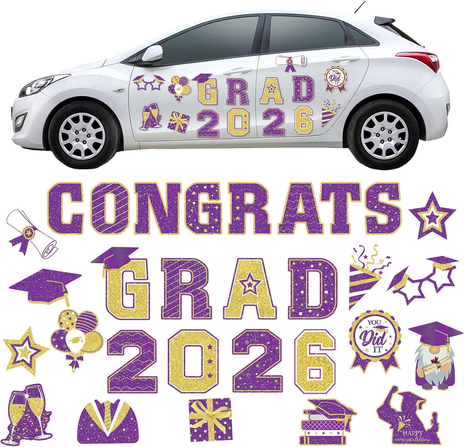 PURJKPU 2026 Graduation Car Magnets, 30 Pack Class of 2026 Grad Magnets ...