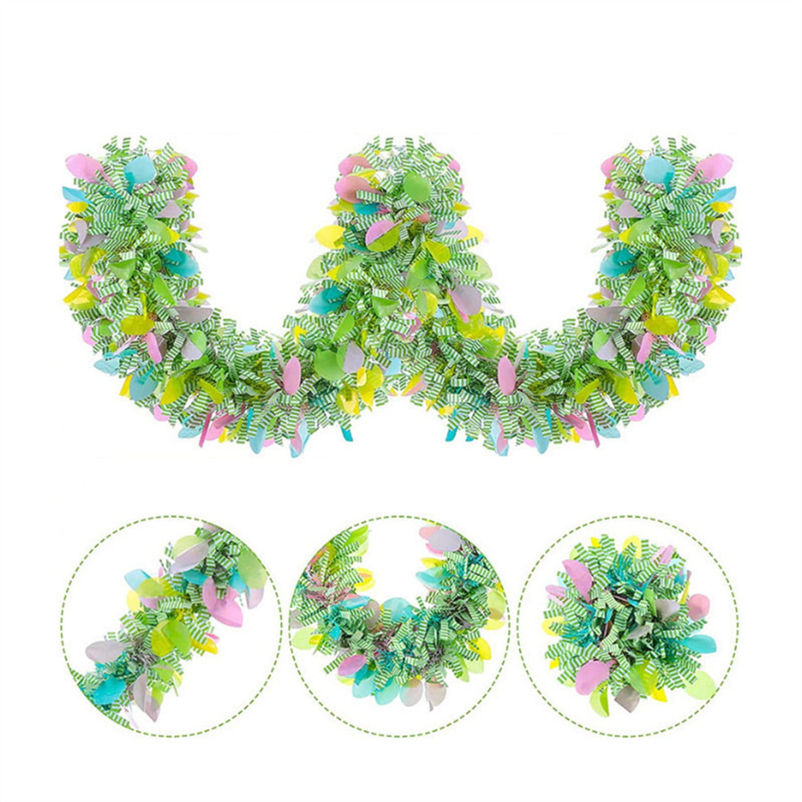 PURJKPU 2Pcs Easter Tinsel Garland Colorful Easter Egg Metallic Twist