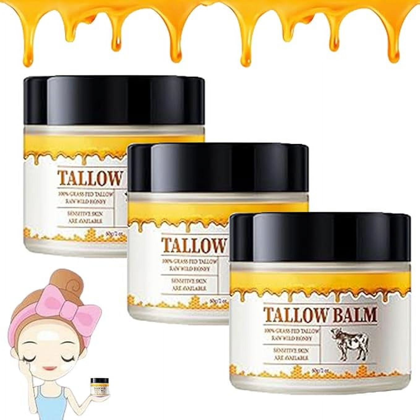 PURJKPU 3PCS Tallow and Honey Balm, Beef Tallow Skincare, Beef Tallow