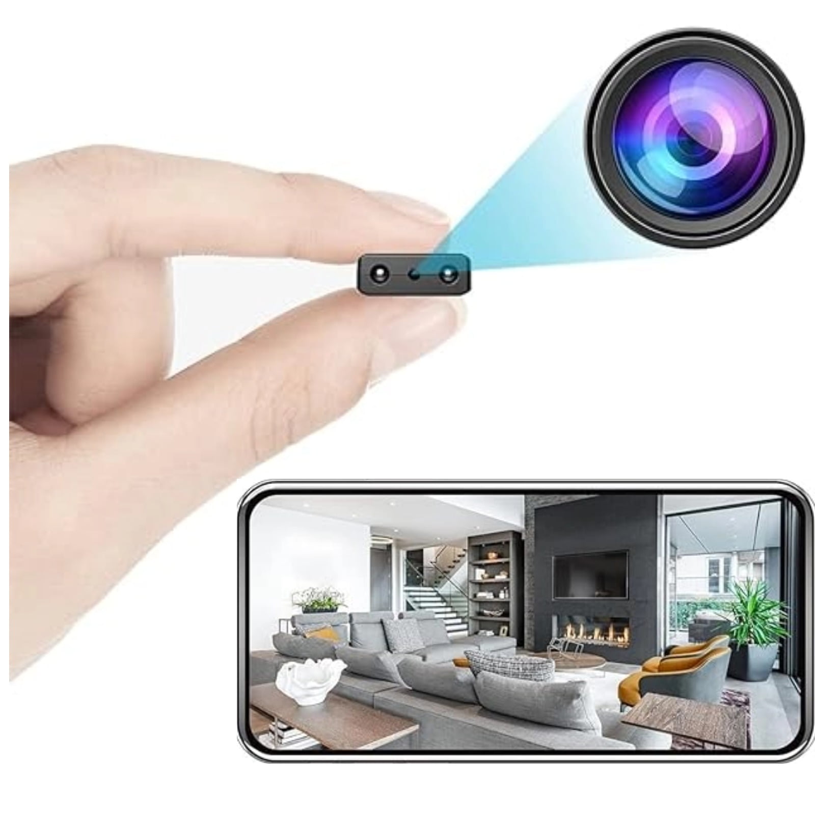 PURJKPU Camera Full HD 1080P Small Nanny Cam for Home Indoor WiFi Wireless Security Surveillance Cameras Night Vision Motion Detection App Live