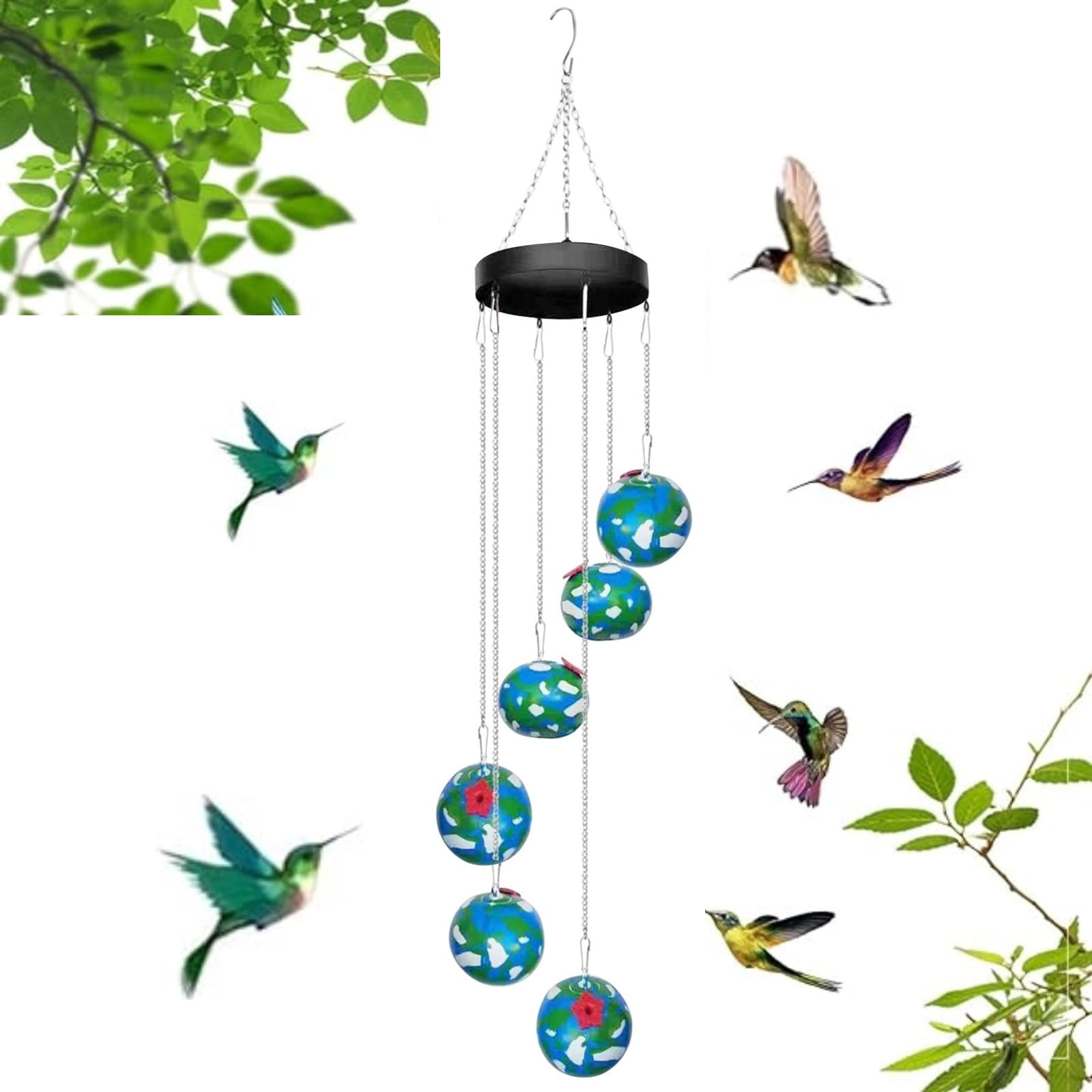 PURJKPU Charming Wind Chimes Hummingbird Feeders for Outdoors, Wind ...