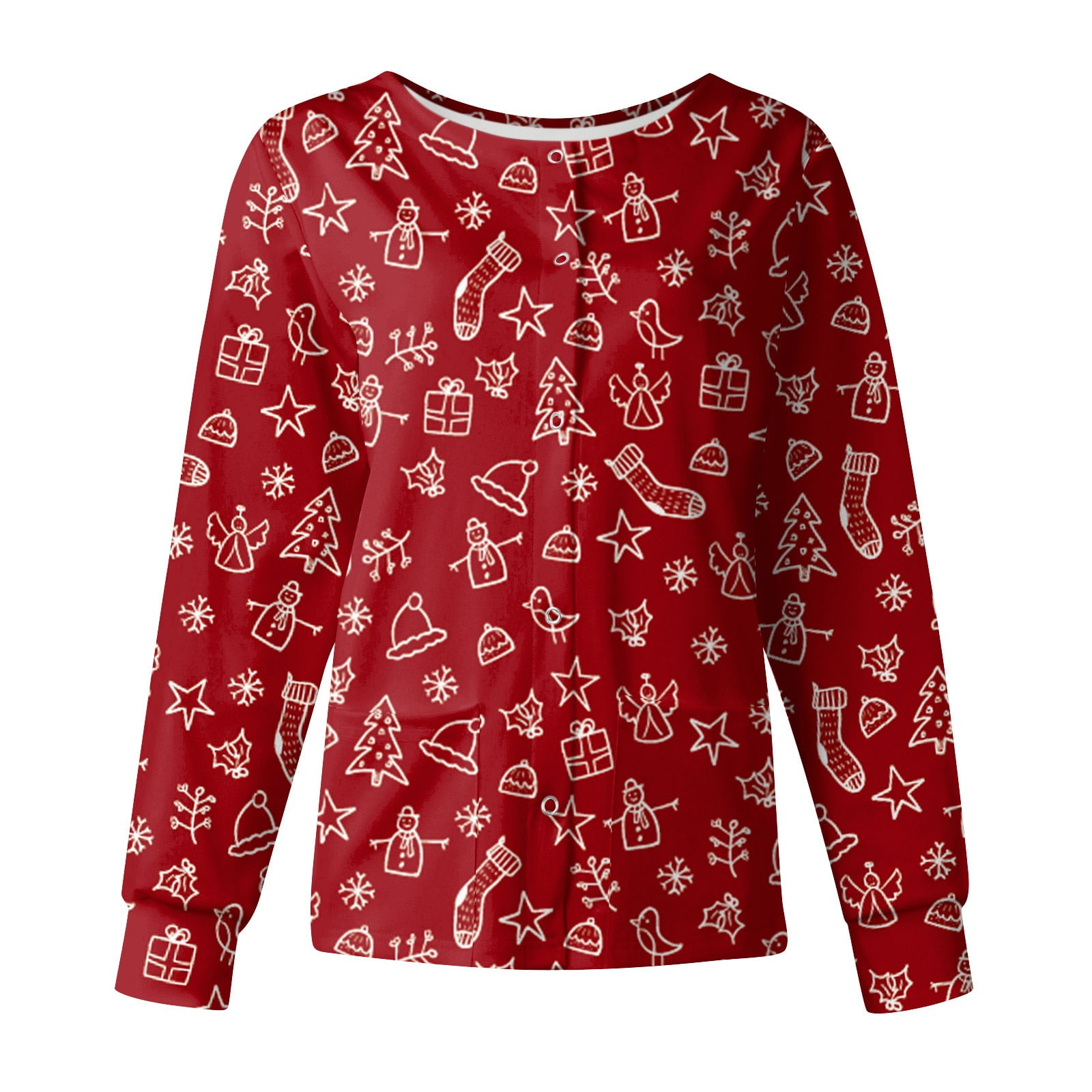 PURJKPU Christmas Scrub Jackets for Women Clearance Long Sleeve Nursing