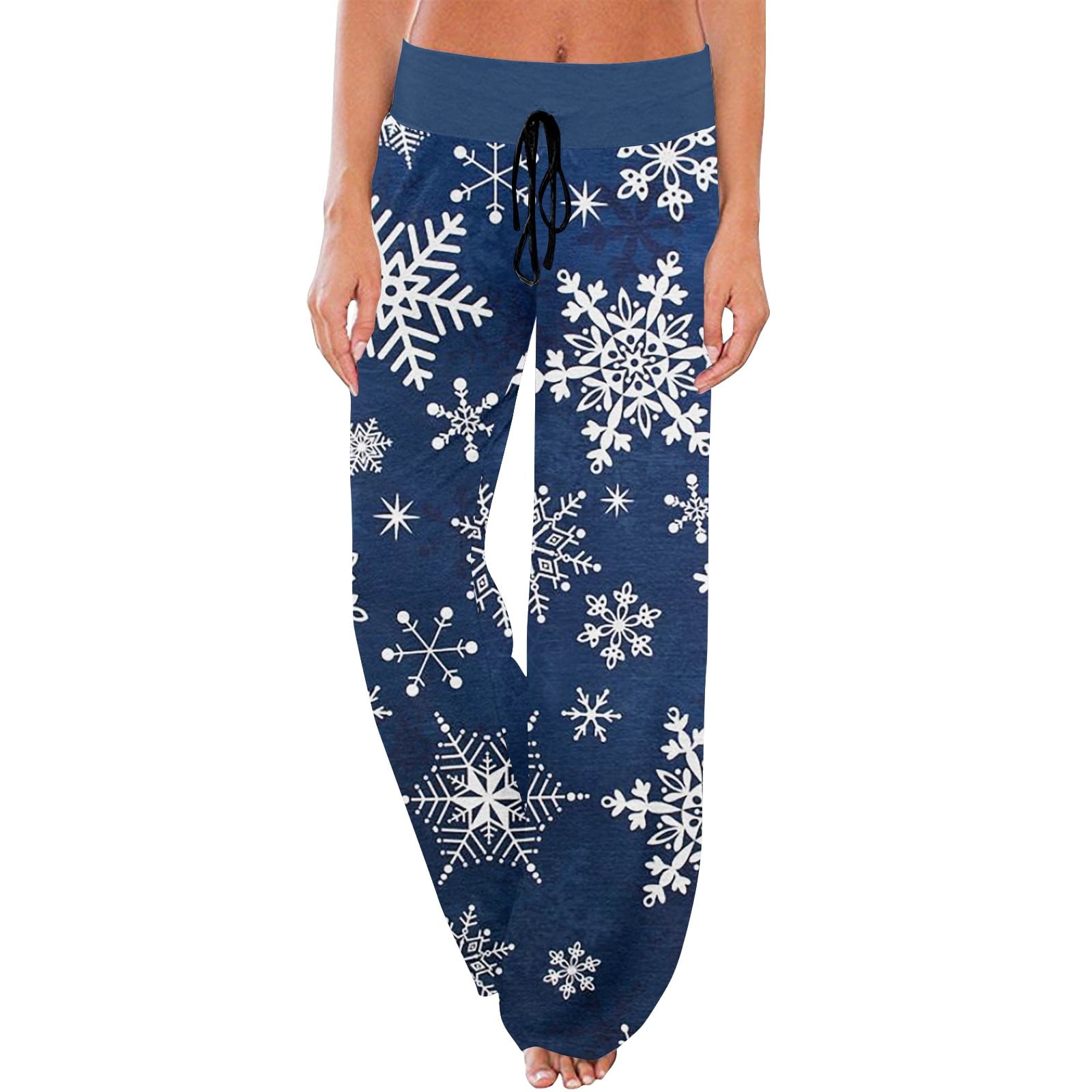 PURJKPU Christmas Womens Pajama Pants Xmas Print Plus Size Lounge Pajama Pants Stretch Christmas