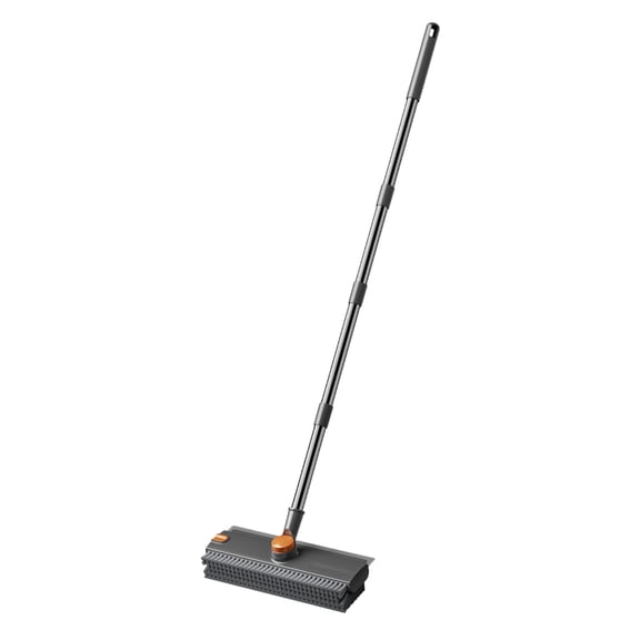 PURJKPU Floor Scrub Brush with Long Handle, 3 in 1 Scrape and Heavy-Duty Stiff Bristle Scrubber Brush for Cleaning Shower Bathroom, Patio, Pool, Garage, Kitchen, Wall and Deck (Black)