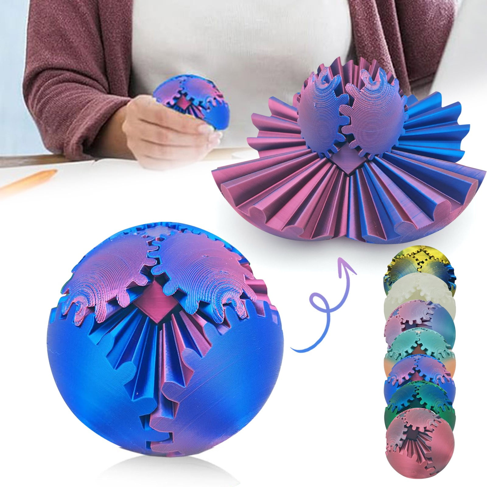 PURJKPU GearSphere The Steampunk Whirling Gear Ball Wonder Fidget ,2024 New 3D Printed Gear