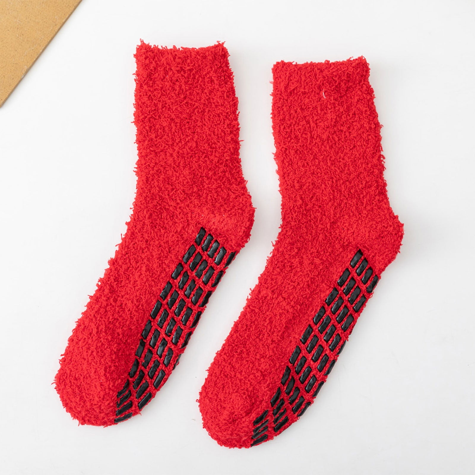 PURJKPU Non Slip Socks for Womens with Grips Anti Skid Fuzzy Hospital