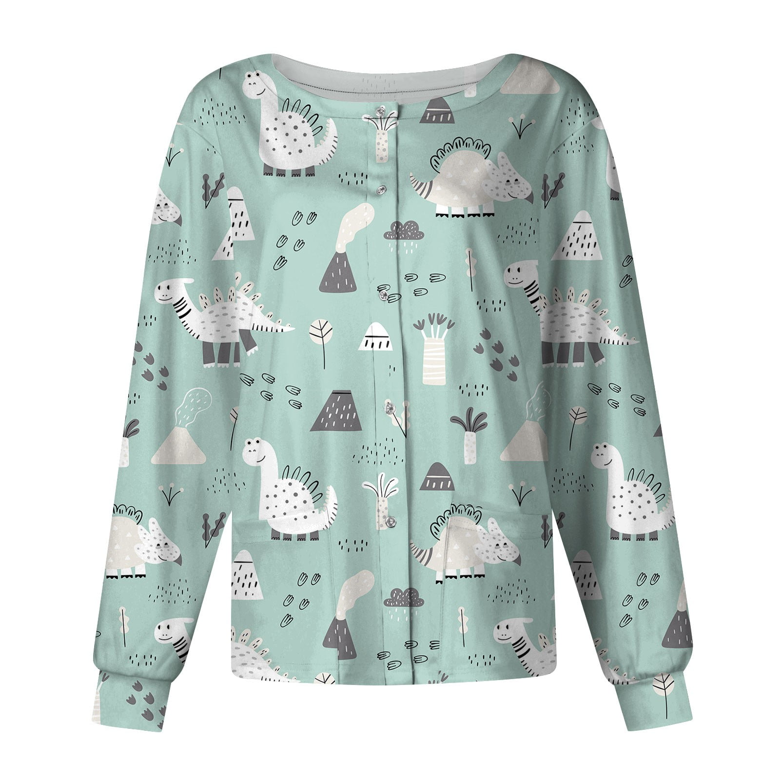 PURJKPU Scrub Jackets for Women Clearance Stretchy Snap Front Scrub Top