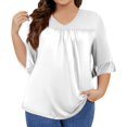 PURJKPU Summer Tops for Women Plus Size V Neck Ruffle Half Sleeve