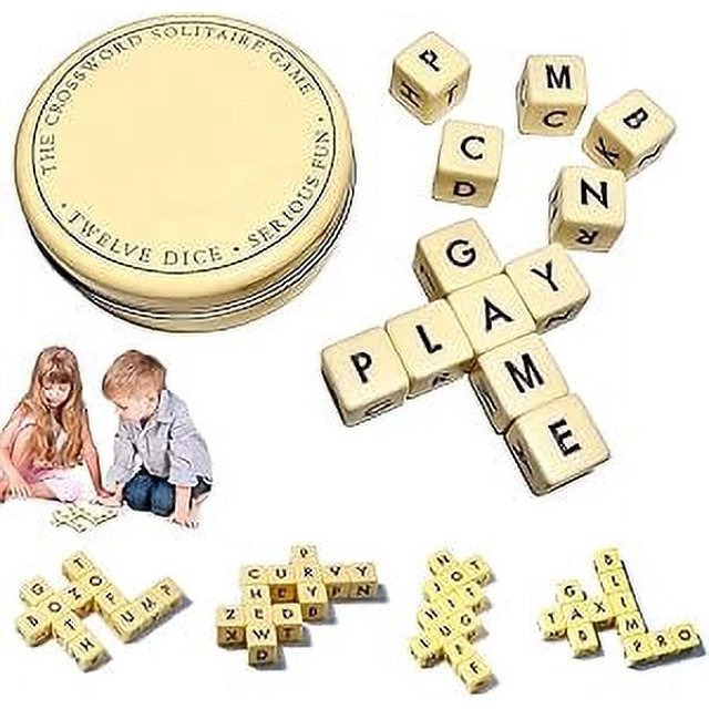 PURJKPU The Crossword Solitaire Game,Crossword Solitaire Dice Game