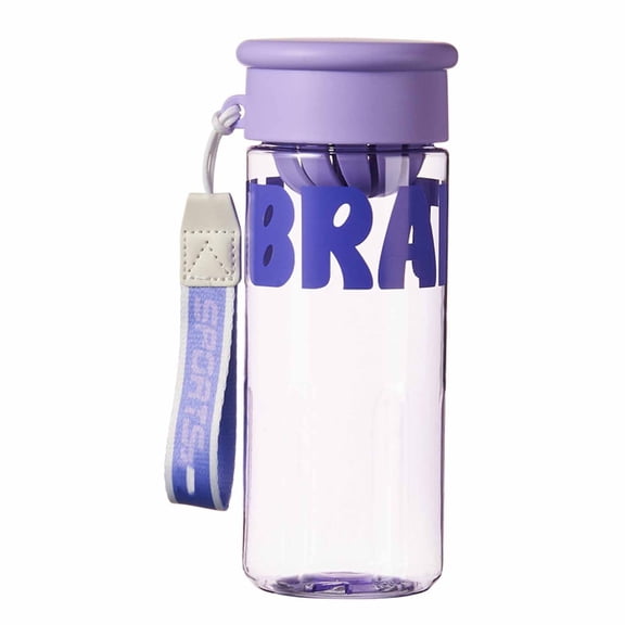 PURJKPU Water Bottle with Handle & Filter, 2.76×2.76×7.48/8.66in Transparent Plastic, Multicolor for Summer, School, Gym, Outdoor(Purple/S)