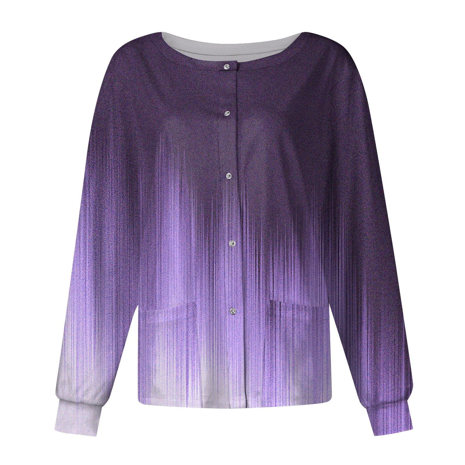 PURJKPU Women Scrub Jackets Gradient Color Block Working Nurse Uniforms