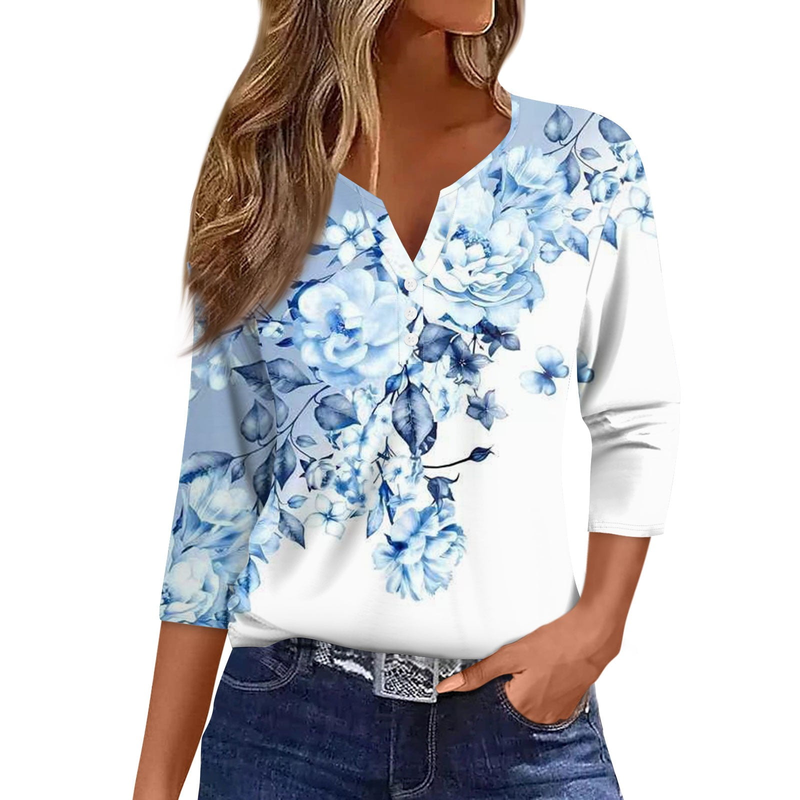 Kistorewomens Short Sleeve Polo T Shirts V Neck Summer Basic INDIA