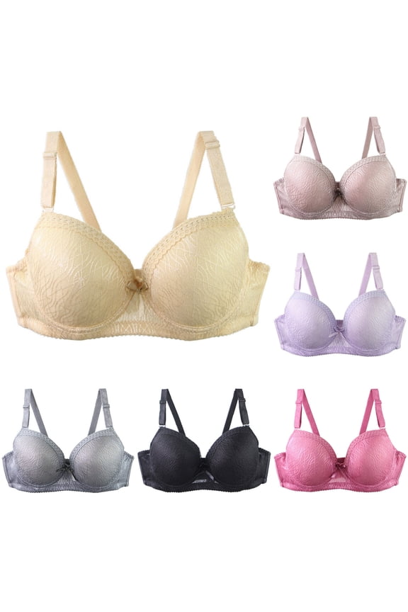 Plus Size Bras for Women Seamless Lace Bra with Underwire Full Coverage Push Up Bralettes Comfort Lifting Everyday Bra