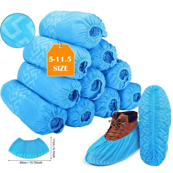 PUROSUR Disposable Boot & Shoe Covers Durable Non Slip, 50 Pairs Blue, L/XL (100 Count)