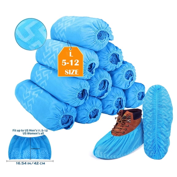 Disposable Boot & Shoe Covers 100 Pack (50 Pairs) Non-Slip, Durable, Indoor Protect Your Home, Floors and Shoes
