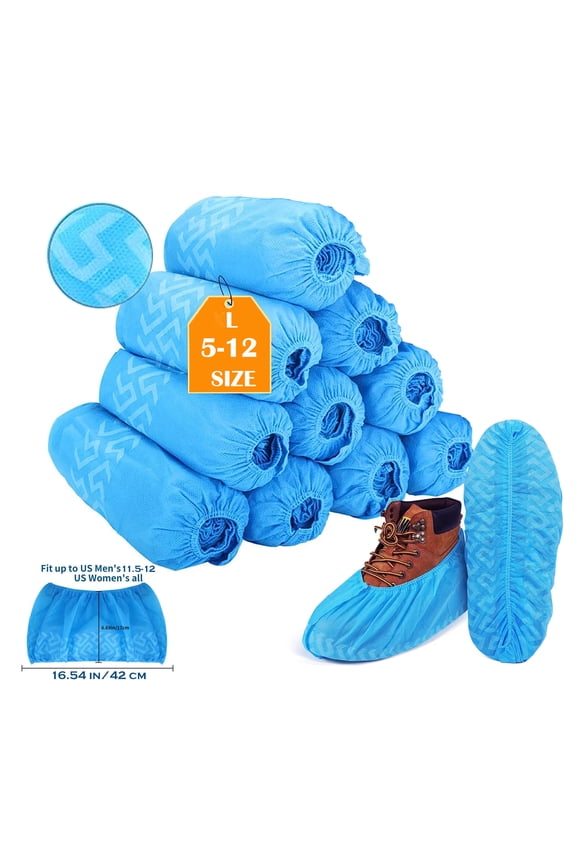 Disposable Boot & Shoe Covers 100 Pack (50 Pairs) Non-Slip, Durable, Indoor Protect Your Home, Floors and Shoes