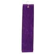 PURPLE 100% Cotton Golf Towel High Quality Tri-Fold with Grommet & Hook for Golf Bag 15" x 18"