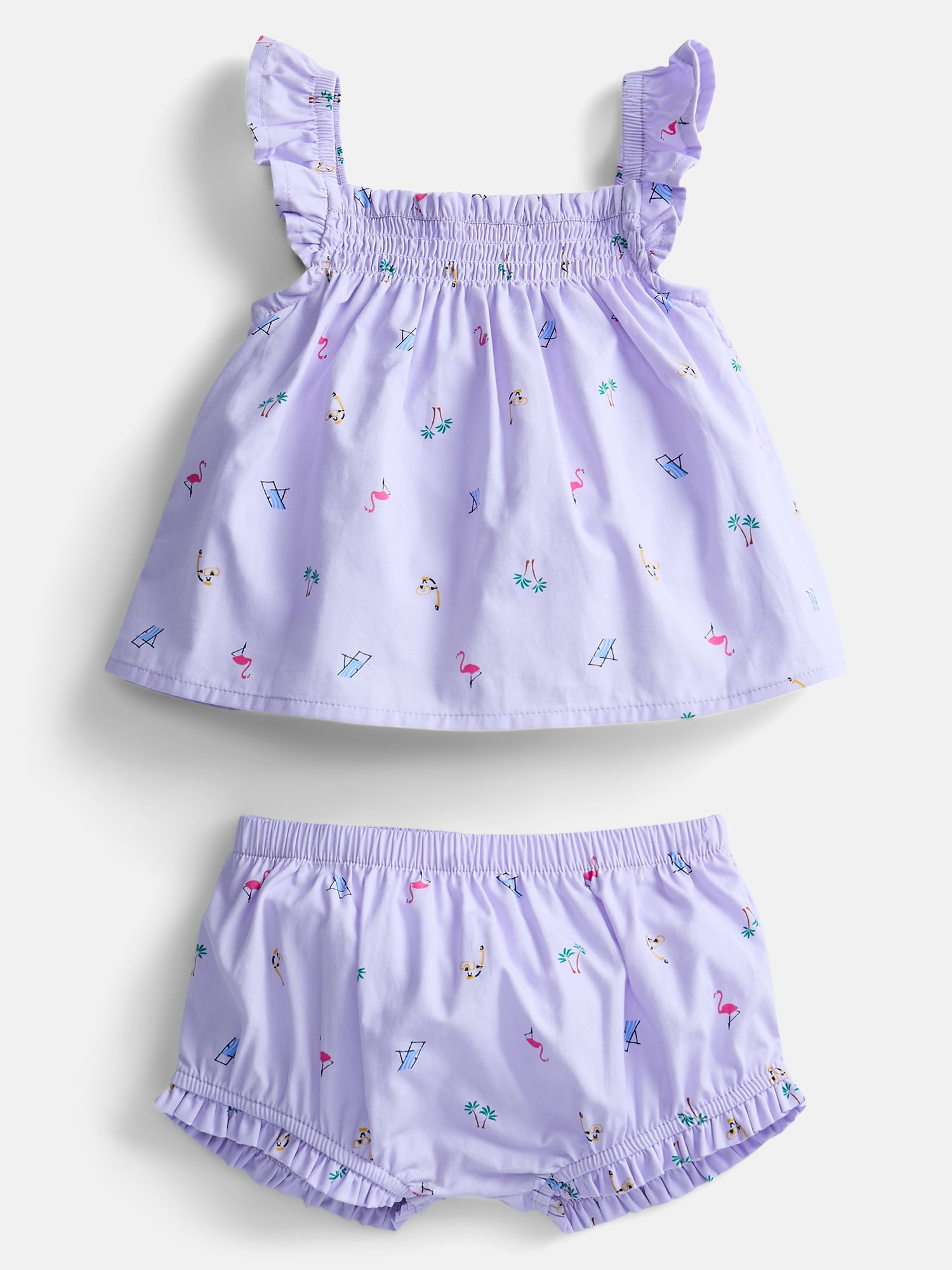 Wonder Nation Baby Girls Printed Tank Top and Matching Shorts Set, 2-Piece, Sizes 0/3M-24M