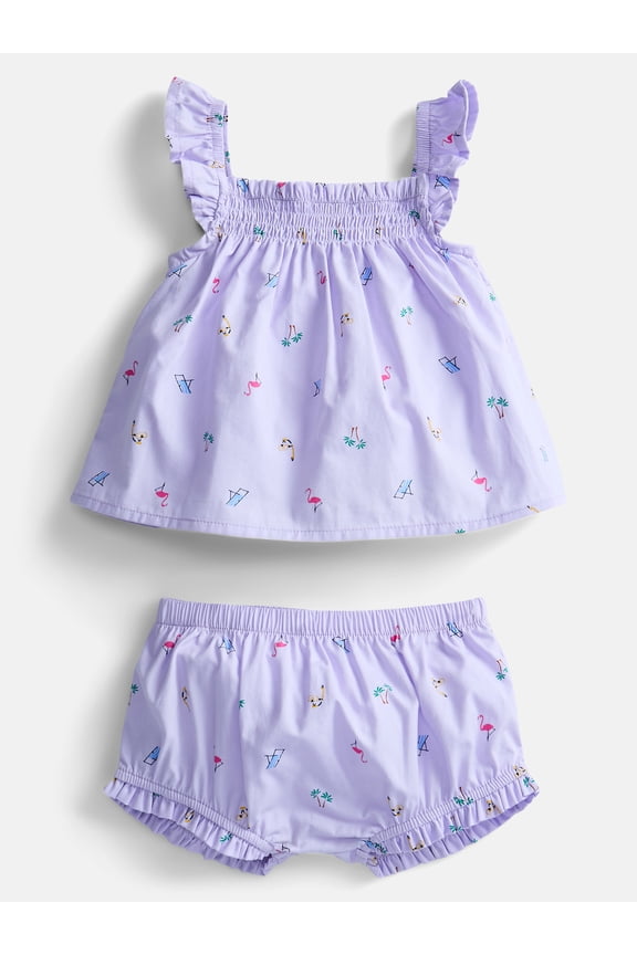 Baby Girls Printed Tank Top and Matching Shorts Set, 2-Piece, Sizes 0/3M-24M