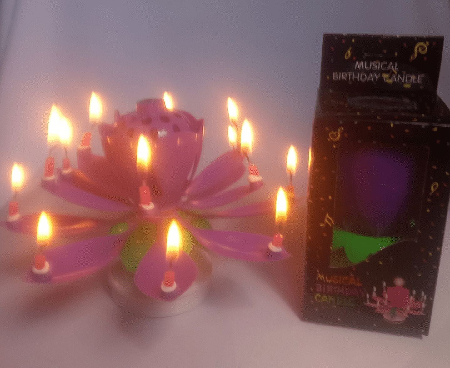 (PURPLE) Blooming Lotus Lily of the Valley Musical Birthday Candle