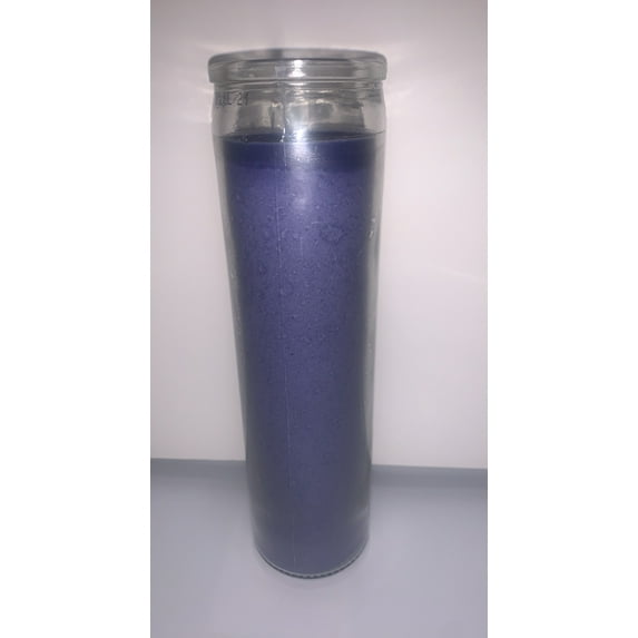 PURPLE CANDLE| SOLID COLOR PRAYER CANDLES| 8" TALL GLASS CANDLES| FOR RELIGIOUS, MEDITATION, PARTY DECOR, HOLIDAYS, AND EMERGENCY USE| NATURAL SOYWAX IN GLASS JAR