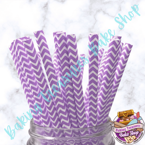 PURPLE CHEVRON PAPER STRAWS*