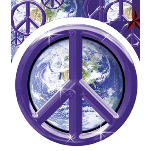 PURPLE EARTH PEACE STICKER - Matt Stewart Art's Purple Earth Orignal Artwork In / Out Door STICKER, Size - 4.75" Round