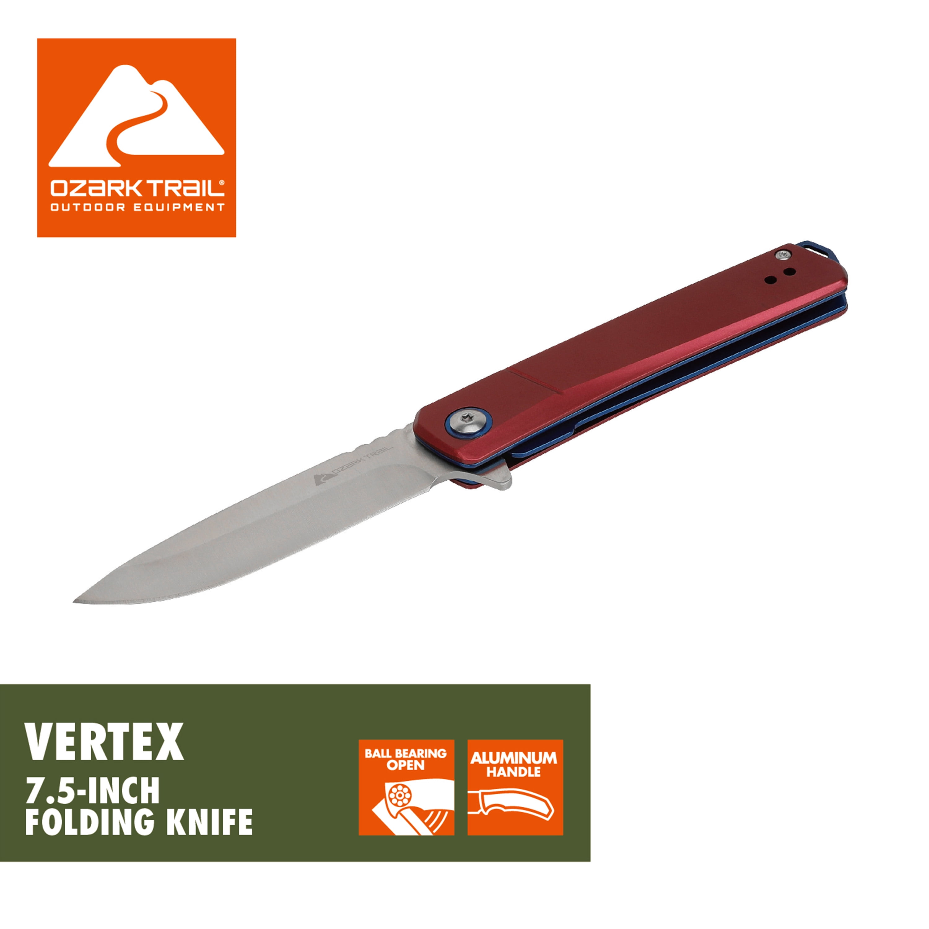 Ozark Trail 7.5 in Folding Knife, Aluminum Handle, Purple