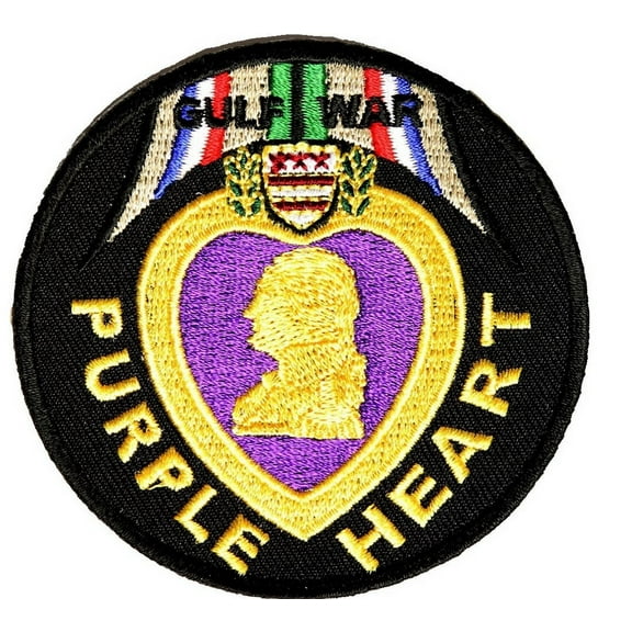 PURPLE HEART GULF WAR PATCH VETERAN RETIRED WOUNDED DESERT STORM SHIELD SWA