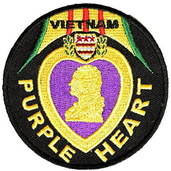 PURPLE HEART VIETNAM WAR ROUND PATCH - Color - Veteran Owned Business.