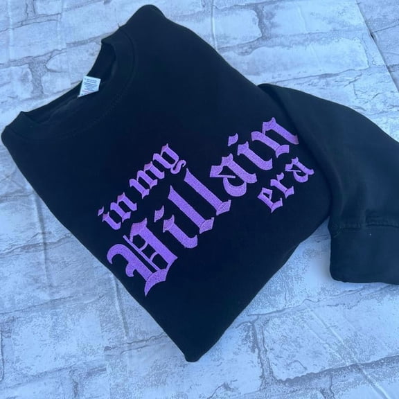 PURPLE In My Villain Era Embroidered Crewneck Sweatshirt Menswear Stylish