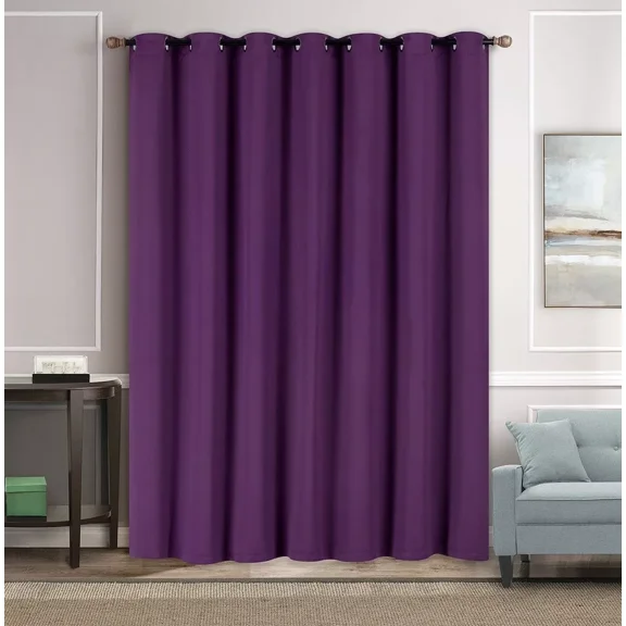PURPLE K100 Room Darkening Blackout Curtains/Drapes  Panel Thermal Insulated Divider Room, Sliding Door Patio Extra Wide 1Panel 100" X 84"