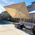 thumbnail image 1 of PURPLE LEAF 10 × 13 FT Patio Umbrella White Cantilever Offset Umbrella Rectangle Outdoor Umbrella with 360° Rotation for Garden Deck Pool, Beige, 1 of 13