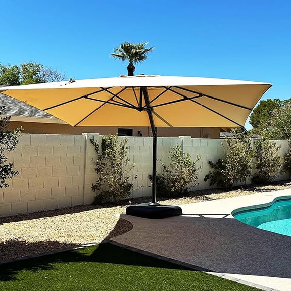 PURPLE LEAF 10 FT Outdoor Cantilever Umbrellas Square Aluminum Offset Hanging Umbrellas with 360°Rotation Tilt Adjutable Garden Pool Large Patio Umbrella,Beige