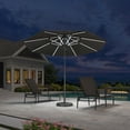thumbnail image 1 of PURPLE LEAF 10 FT Semi-Auto Outdoor Market Patio Umbrella Sun Umbrellas with Led Lights and 8 Aluminum Sturdy Ribs for Backyard Deck Garden Pool, Gray Pole Gray Canopy, 1 of 9