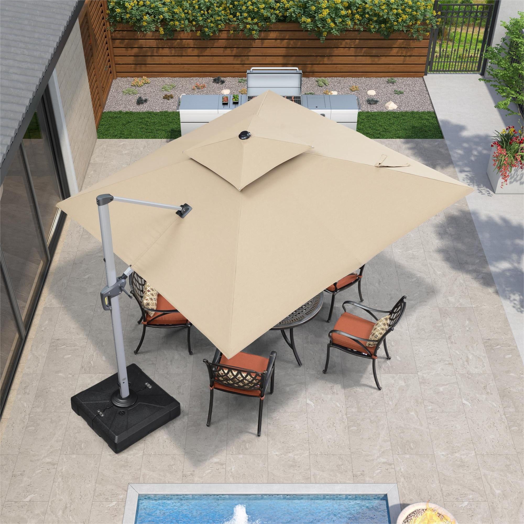 PURPLE LEAF 10 Feet Double Top Deluxe Square Patio Umbrella Cantilever