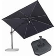 thumbnail image 1 of PURPLE LEAF 10 Feet Patio Umbrella with Base Outdoor Cantilever Solar Powered LED Swivel Square Umbrella Aluminum Offset Umbrella with 360-degree Rotation for Garden Deck Pool Patio, Grey, 1 of 13