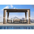 thumbnail image 1 of PURPLE LEAF 10' X 13' Outdoor Louvered Pergola Aluminum Adjustable Roof Louvered Gazebo with Curtains and Netting, Bronze, 1 of 7