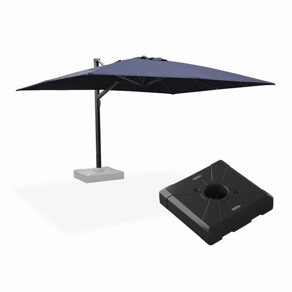 PURPLE LEAF 10' X 13' Rectangle Patio Umbrella with Base Large Windproof Offset Hanging Outdoor Umbrella Cantilever Umbrella Outdoor Patio Navy Blue