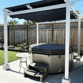 thumbnail image 1 of PURPLE LEAF 10' x 10' Outdoor Retractable Pergola with Double Sun Shade Canopy and White Heavy-Duty Aluminum Frame Patio Modern Adjustable Canopy Pergola for Garden Deck and Backyard, Navy Blue, 1 of 15