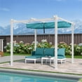thumbnail image 1 of PURPLE LEAF 10' x 10' Outdoor Retractable Pergola with Double Sun Shade Canopy and White Heavy-Duty Aluminum Frame Patio Modern Adjustable Canopy Pergola for Garden Deck and Backyard, Turquoise Blue, 1 of 14