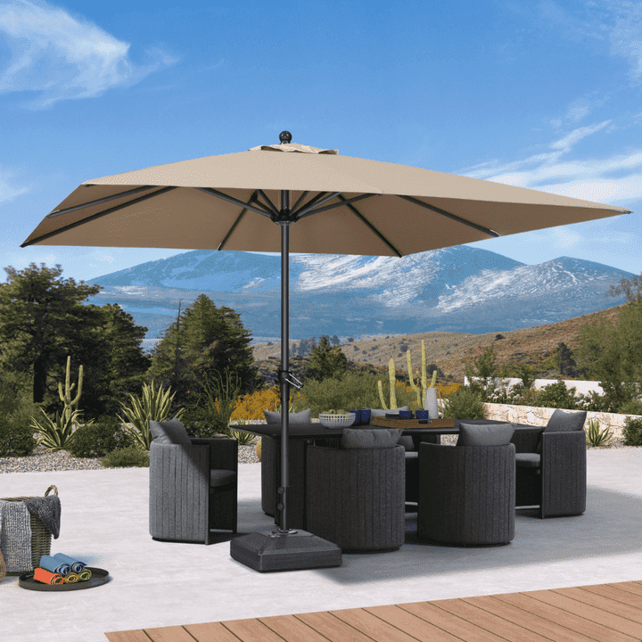 dot patio cantilever umbrella Mirador Novara 10'x10' Cantilever Indigo Color Mushroom
