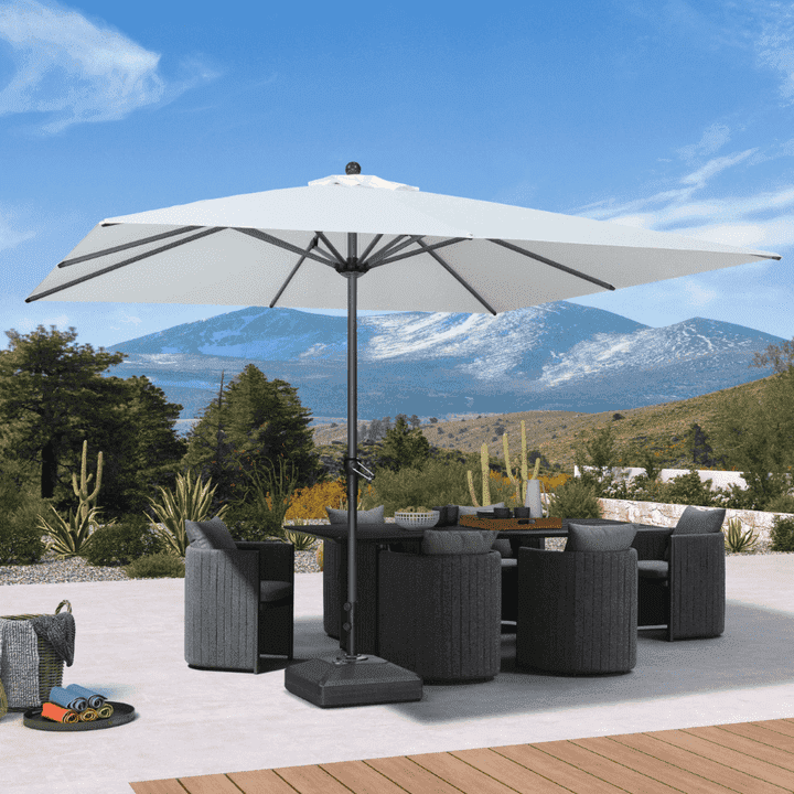 PURPLE LEAF 10' x 10' Patio Market Umbrella Outdoor Table Sun Umbrellas with Crank 8 Aluminum Sturdy Ribs for Pool Deck Backyard Beach White