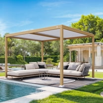 PURPLE LEAF 10' x 12' Patio Louvered Pergola Outdoor Wood Grain Aluminum Pergola with Adjustable Roof Retractable Rainproof Hardtop for Deck Backyard Garden Poolside